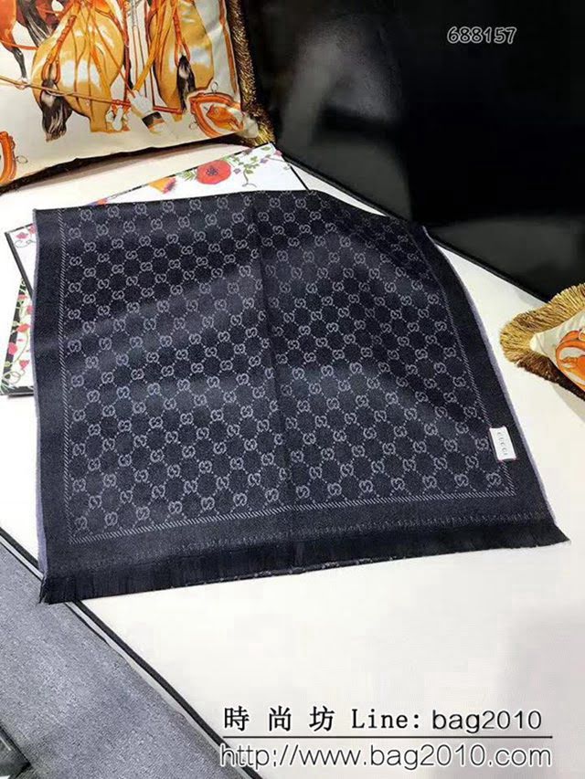 GUCCI古馳經典款 官網16年最新GG羊毛提花系列長圍巾 688156 LLWJ6927